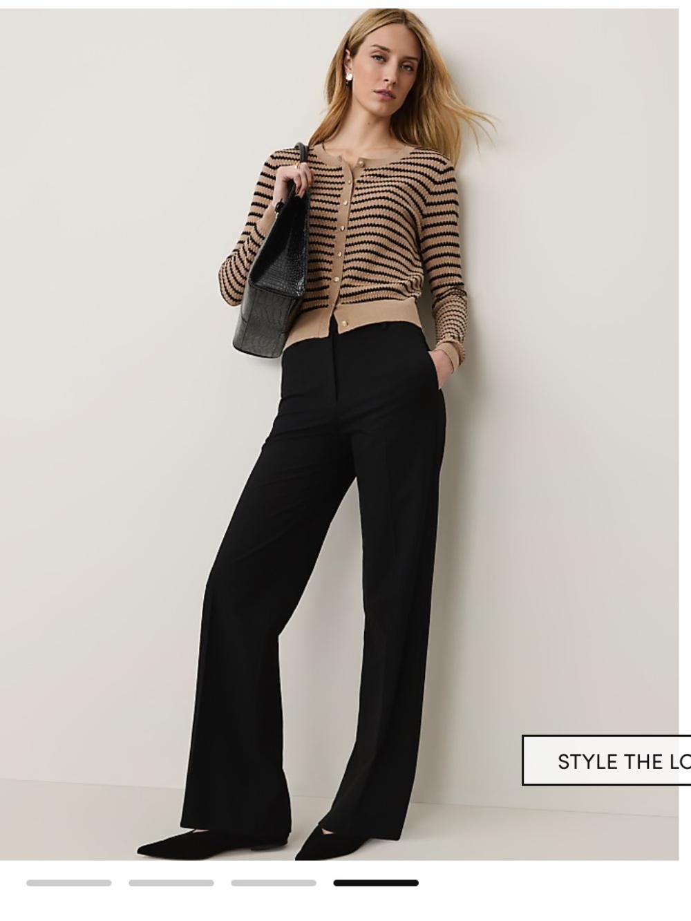Ann Taylor Black Dress Pants with Double-Button Waist
